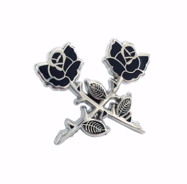Crossed Roses Pin (Silver)
