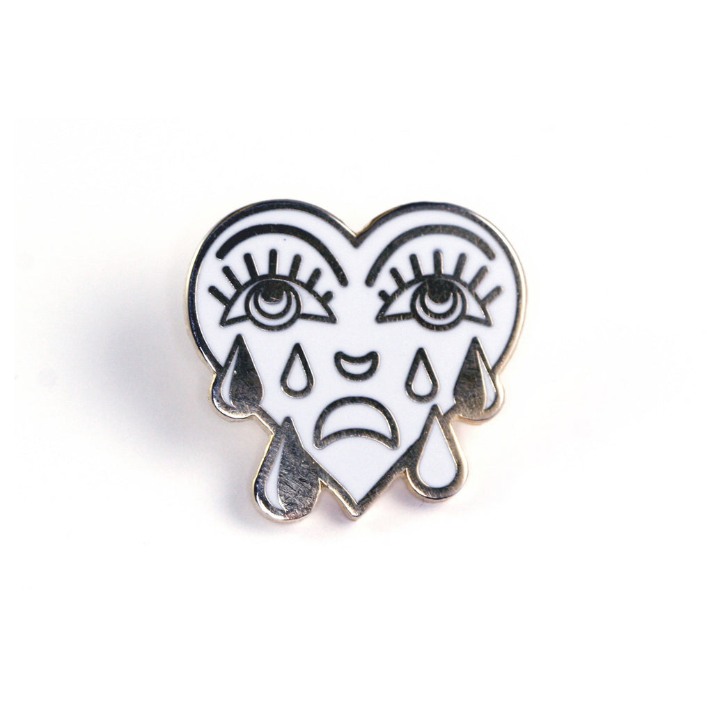 White Crying Heart Pin